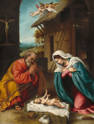 Adoration of the Christ Child - Lorenzo Lotto, 1523