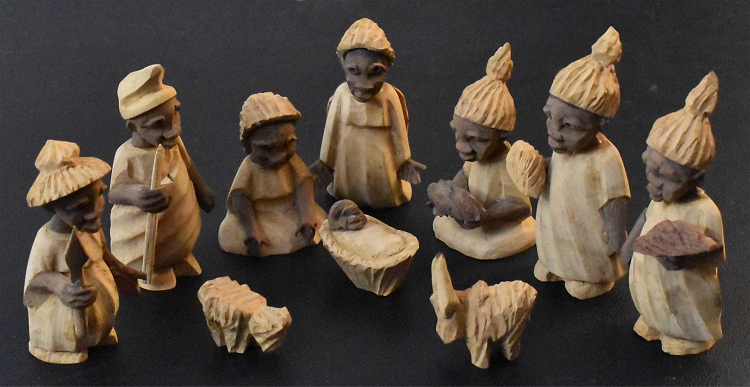 Nigerian Thorn Wood Nativity
