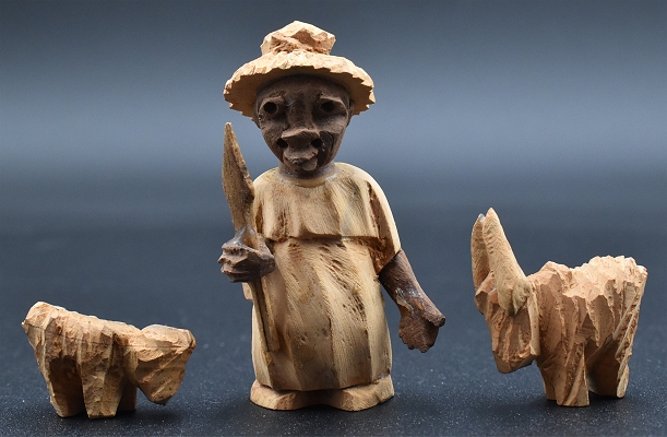 Thorn Wood Nativity - Shepherd, Sheep, & Donkey
