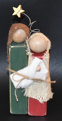 Wood Block Holy Family